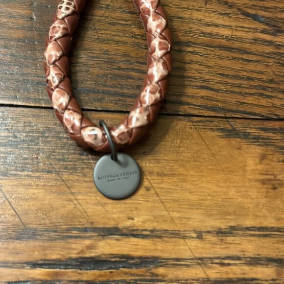 BOTTEGA VENETA Intrecciato Brown Woven Braided Loop Keychain Keyring Key Holder - Picture 2 of 2